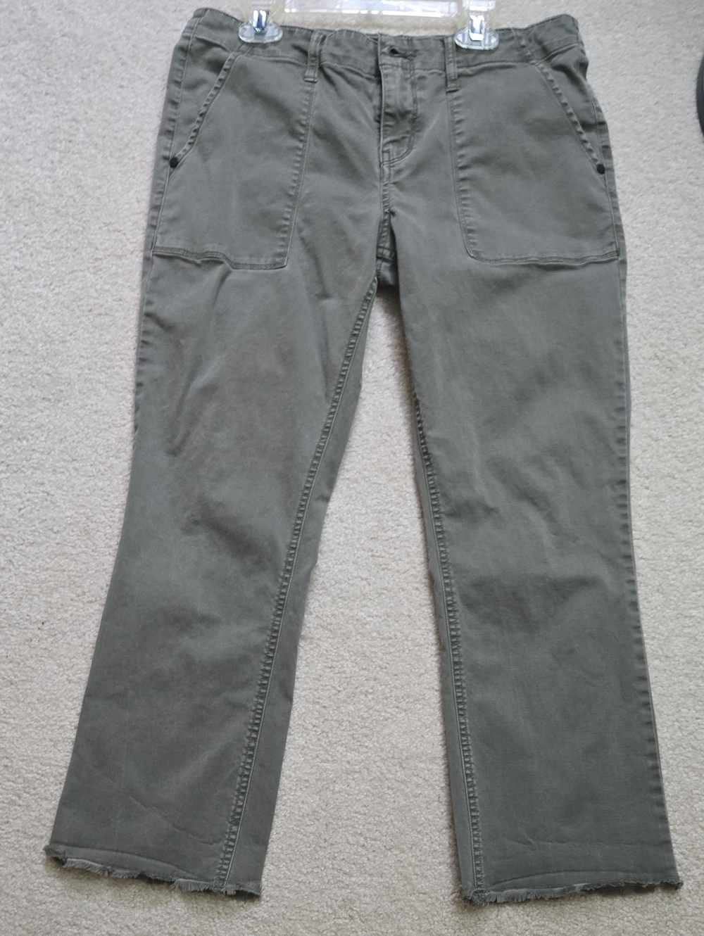 Sanctuary Olive Green Cropped Chinos with Raw Hem